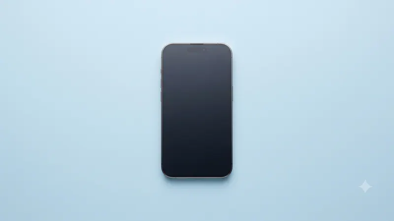 A single smartphone lying face up on a pale blue background